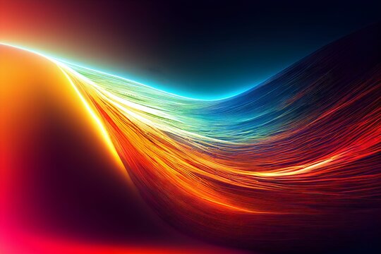 Illustration of a feather like illuminated colorful abstract stripes