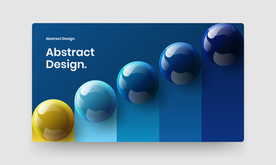 Premium realistic spheres site screen template. Colorful corporate brochure vector design illustration.