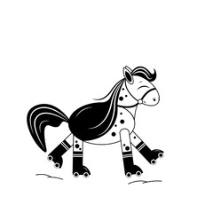 Horse on roller skates, monochrome, rollers, sportr,  races, horserace, lope, claiming race, turf,  rollerdrome,  knee socks,  funny horse,  animals, pony.