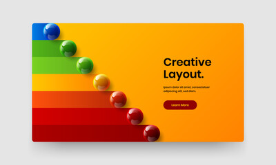 Colorful site design vector layout. Trendy realistic spheres flyer illustration.