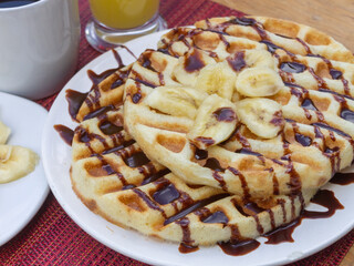 waffles with fruit and chocolate
