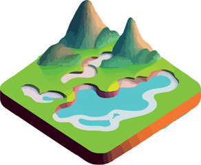 isometric beautiful mountain landscape vector.