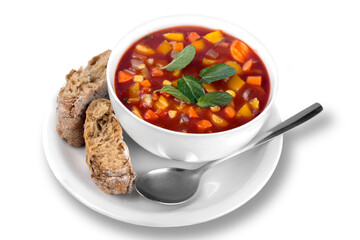 Vegetable soup isolated on background