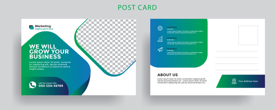 Corporate postcard design template and business card social media post design.