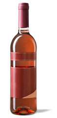 Bottle with pink wine isolated on white background