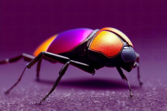 3D rendering of the glowing colored cockroach