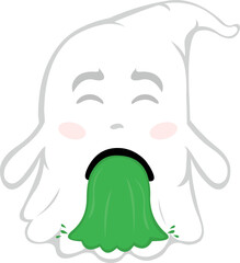 Vector illustration of a cartoon ghost vomiting