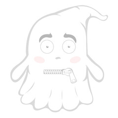 Vector illustration of a cartoon ghost with a zipper in his mouth