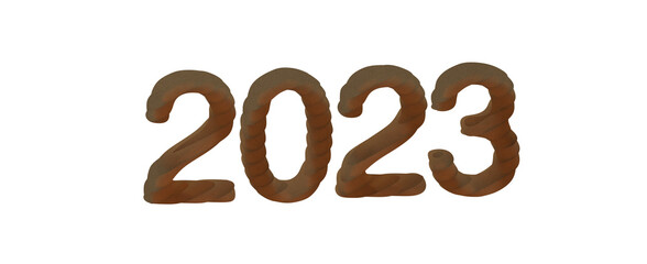 Happy New Year 2023. 3D illustration numbers isolated