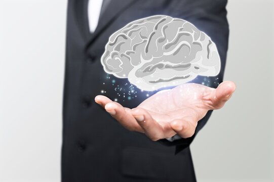 Brain Issues Medical Concept. Photo Of Doctor Hold Brain