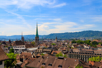 Aerial view of the old town of Zurich, Switzerland