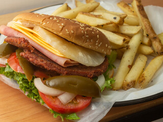burger and fries
