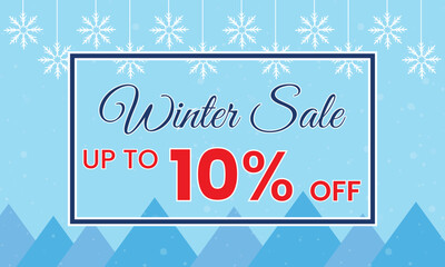 Fototapeta na wymiar winter sale 10 percent off banner, Winter sale banner template, winter 10 % sale banner