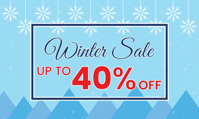 winter sale 40 percent off banner, Winter sale banner template, winter 40 % sale banner