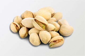 Pile of roasted nuts. Shelled kernels. Package design element