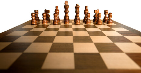 Chess pieces set on a chessboard on White Background © BillionPhotos.com