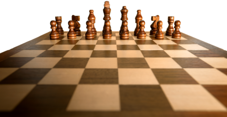 Chess pieces set on a chessboard on White Background