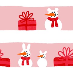 Winter Christmas seamless snowman with carrot and scarf pattern for wrapping paper and Noel and kids and fabrics
