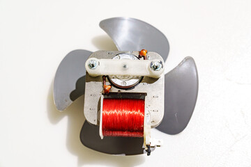 Microwave fan on a white background. spare parts.