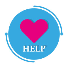 blue circle help heart. Medical concept. Vector illustration. stock image.