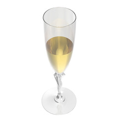 3d rendering illustration of champagne in a flute glass