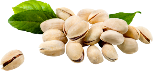 Heap of pistachios nuts isolated on the white