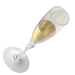 3d rendering illustration of champagne in a flute glass