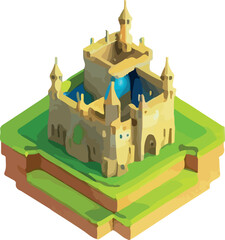 Isometric projection of the vector of a castle 