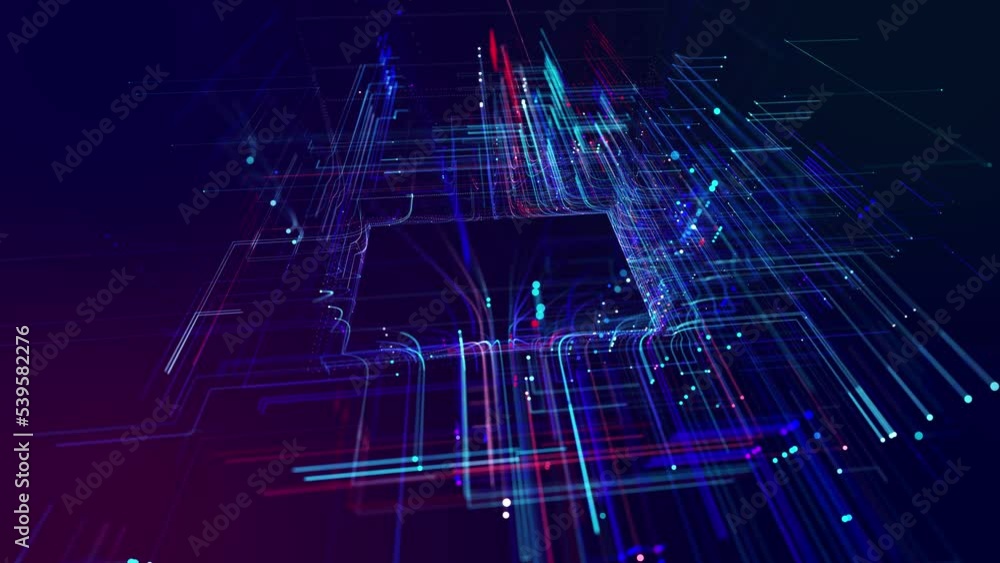 Poster info concept lines, nodes and socket. vj loop hologram abstract background sci fi theme, information