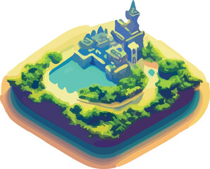Isometric projection of the vector of a castle 