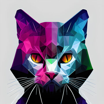 Cat Face Illustration Digital Drawing Wpap Art Style