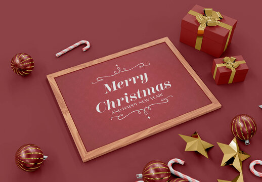 Christmas Scene with Poster Mockup