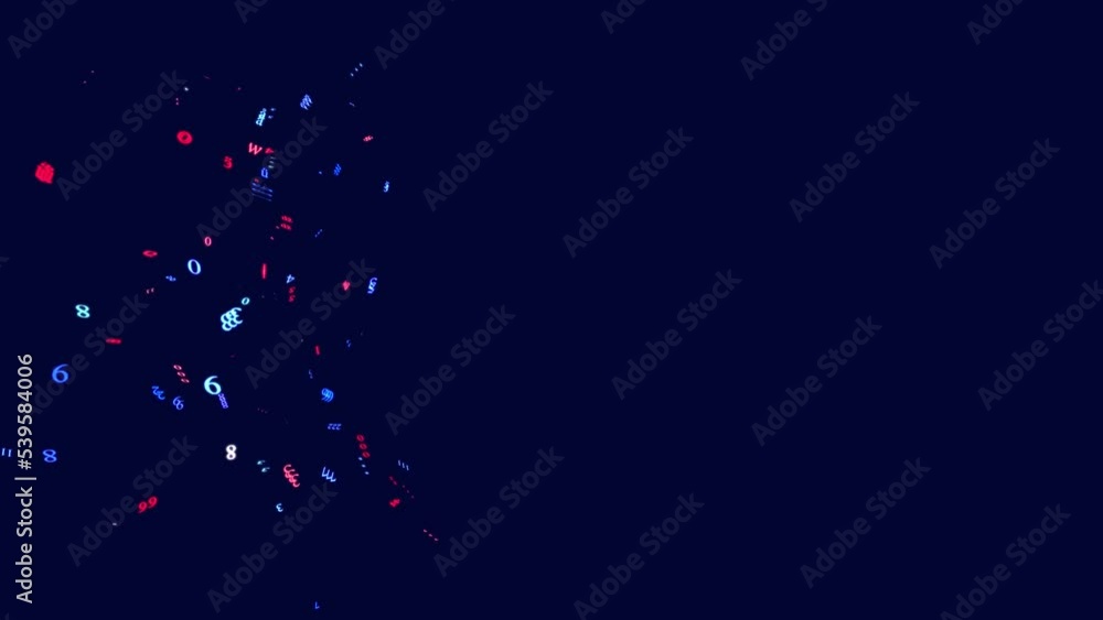 Poster symbols form whorls, information ai construction of digits. vj loop hologram abstract multicolored b