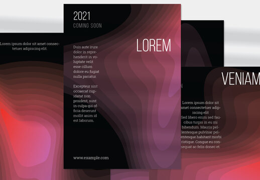 Flyer Layout with Gradient Blend Wavy Shapes on Black