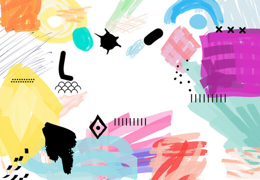 Set of Artistic Hand Drawn Scribbles with Marker and Ink