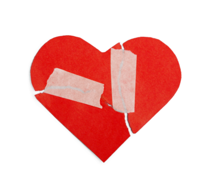 Broken Heart Fixed with Adhesive Tape