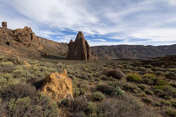 Rock formations in Teide National Park, Tenerife, Spain.