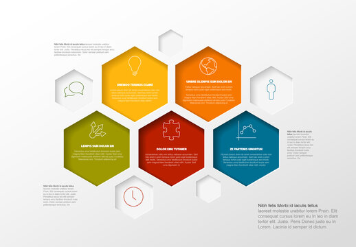 Vector Minimalist Infographic Report Layout with Hexagons