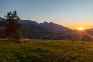 Sunset and moon rise