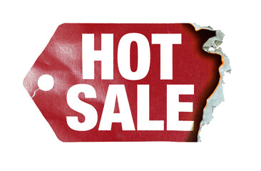 Burning label with text "hot sale" on transparent background