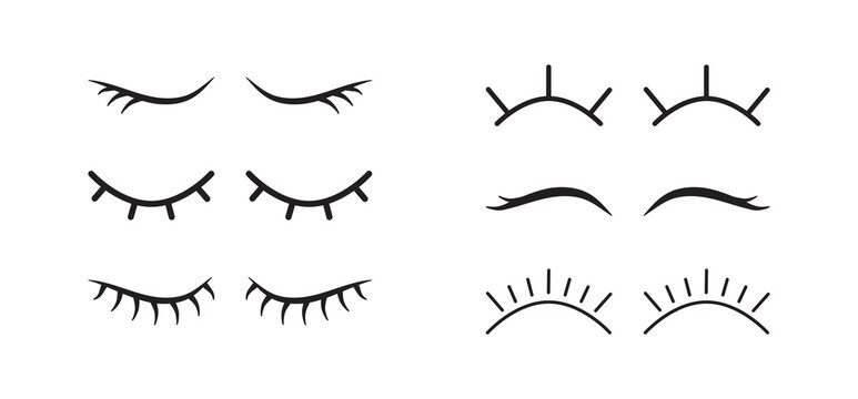 Eyelash vector icon, eye close and open, cartoon makeup, black line symbol lash isolated on white background. Beauty illustration