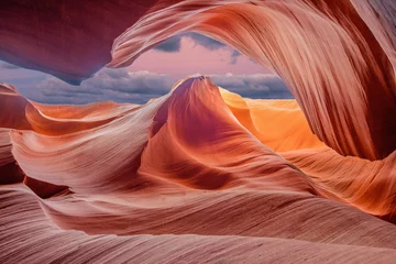 Wall murals orange glow Antelope Canyon - abstract background. Travel and nature concept.