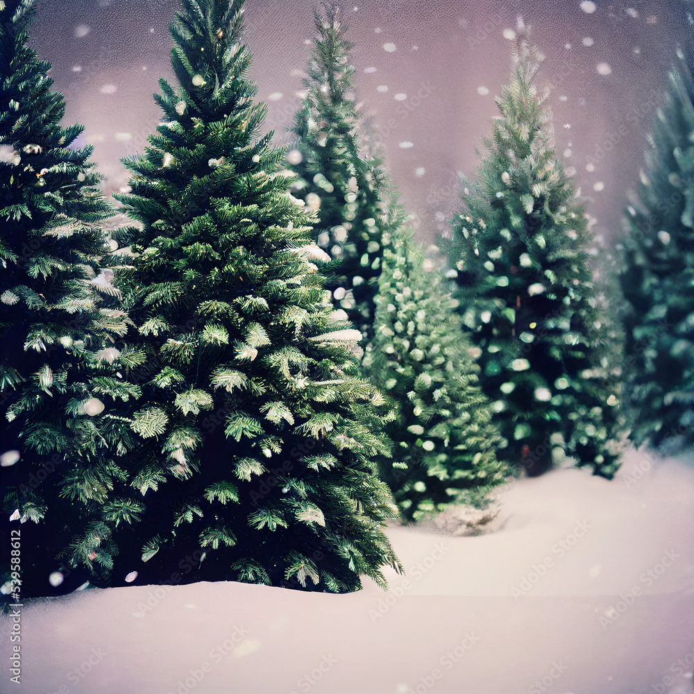 Canvas Prints christmas tree in snow