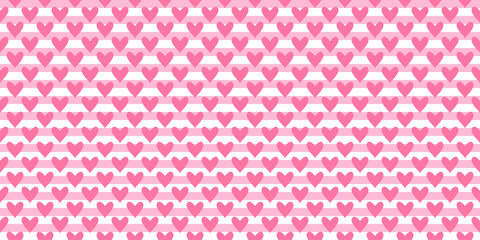 Background with colored hearts. Seamless grungy wallpaper on surface. Abstract texture with love signs and stripes. Lovely pattern. Print for banner, flyer or poster. Colorful illustration