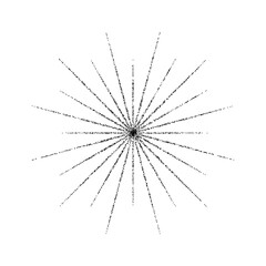 Obraz premium Dotted grain star with beams. Black stipple ray sparkle. Textured flare shape. Abstract burst explosion. Halftone noise spark. Stochastic figure. 