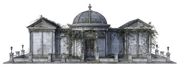 3D rendered Old Fantasy Crypt Building on Transparent Background - 3D Illustration © diversepixel