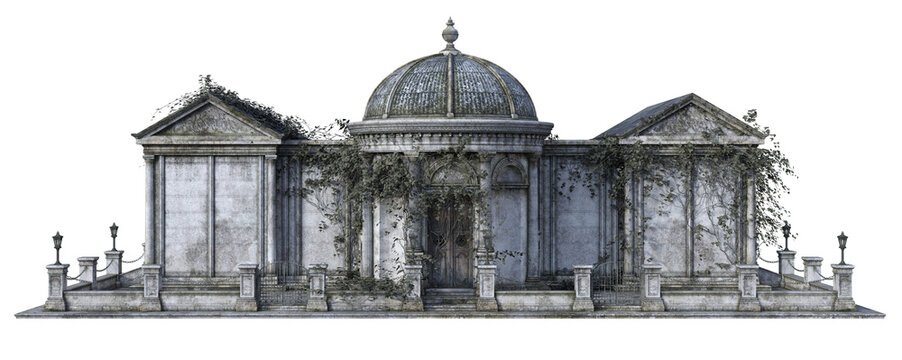 3D rendered Old Fantasy Crypt Building on Transparent Background - 3D Illustration