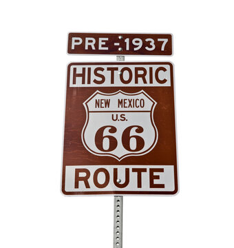 Historic Route 66 New Mexico Sign Isolated. 