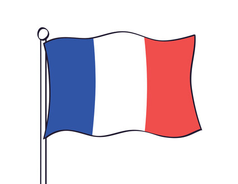 France, French flag icon isolated cartoon vector illustration.