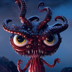 Obraz premium red dragon statue terror